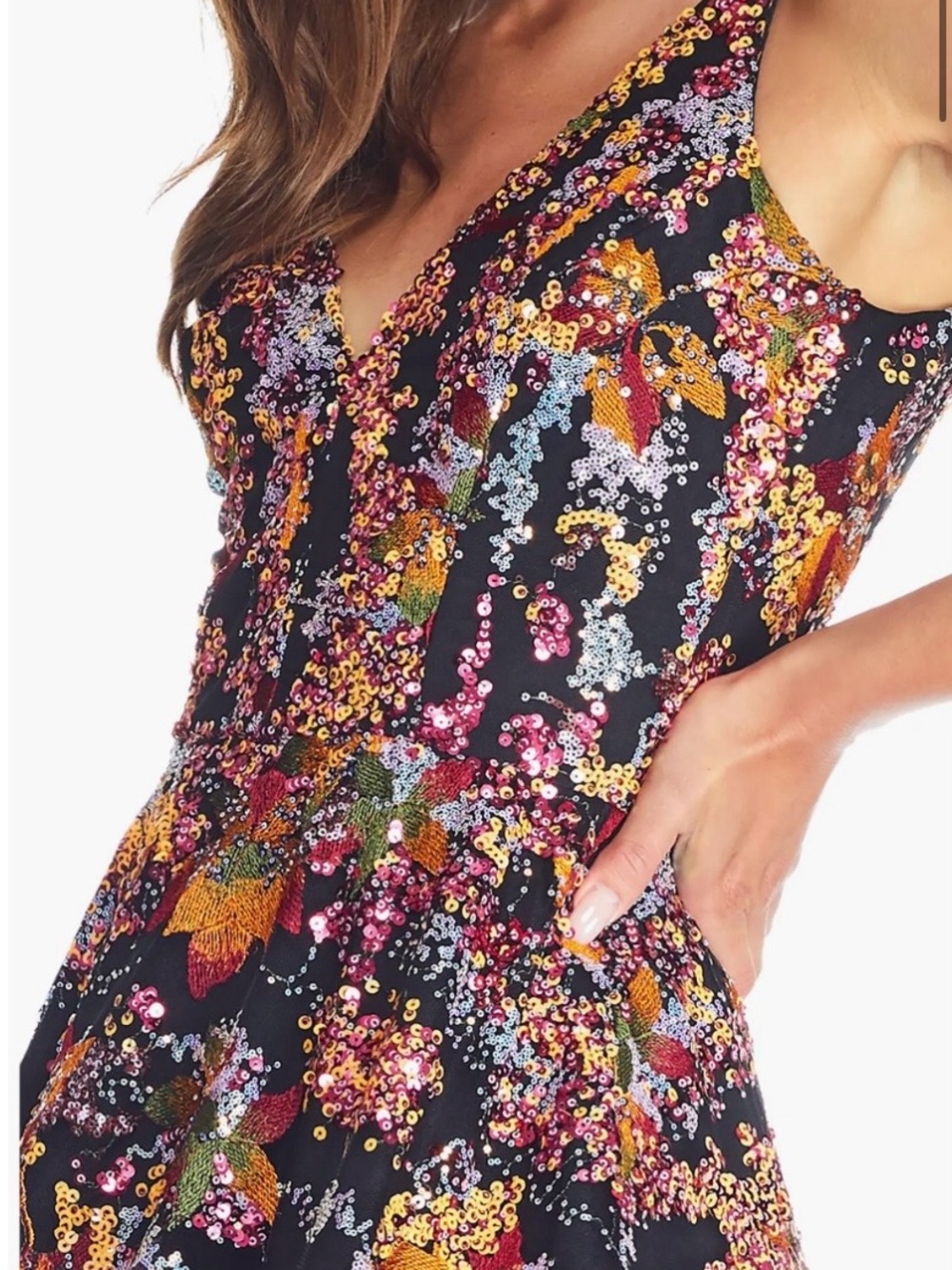 Dress the Population Elisa XL Sequin Embroidered Fit & Flare Cocktail Prom Dress - Picture 3 of 15